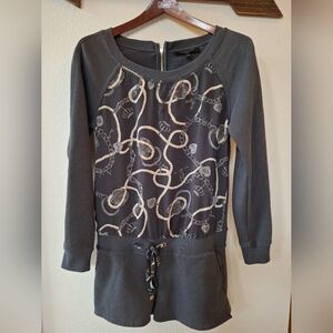 Juicy Couture Black Label Gray Fleece Long Sleeve Romper Womens Size S